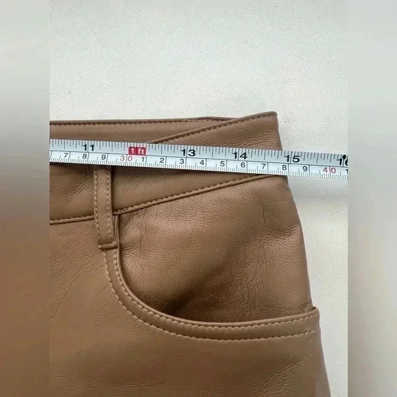 Aritzia Wilfred Viral The Melina Ankle Vegan Leather Pants Constant Camel Sz 4 - Picture 13 of 15